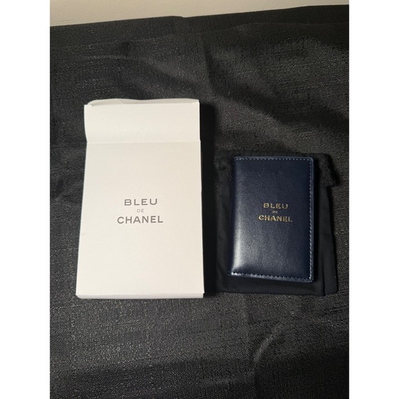 CHANEL Other - Bleu De Chanel Navy Blue Leather Bifold Card Holder Wallet VIP Gift Boxed